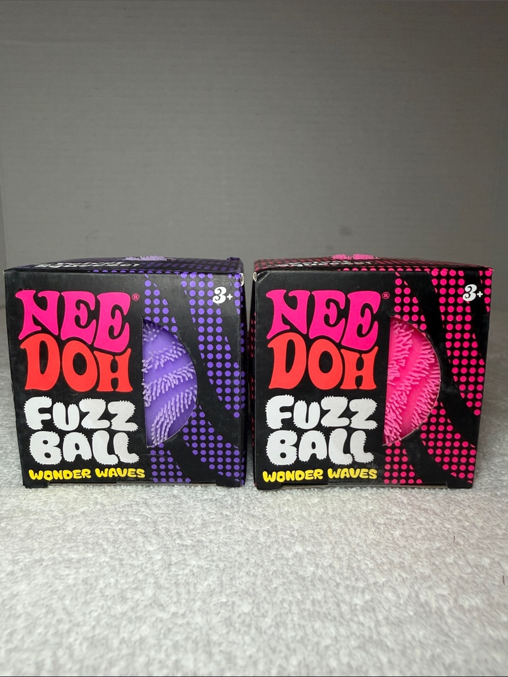 PINK/PURPLE NeeDoh Fuzz Ball Wonder Waves The Velvet Squeeze Nee Doh Squishy Toy